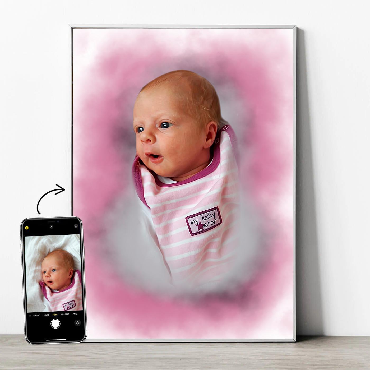 Baby-Portrait im Aquarell-Stil - YP Design